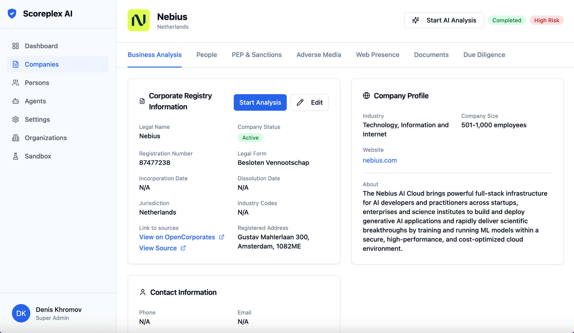 Scoreplex Dashboard Preview